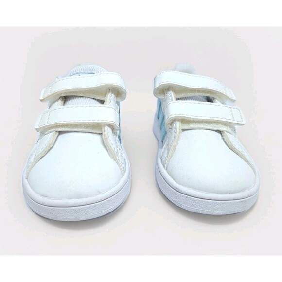 Adidas Disney Frozen Sneakers Baby Toddler Size 4 White Blue Sneakers Straps - Picture 6 of 10